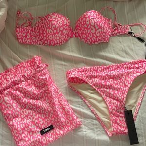 PINK LEOPARD TRIANGL HUGH WAISTED BIKINI